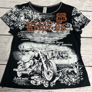 Vintage Route 66 "Main Street of America" Motorcycle Graphic Tee